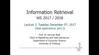 Information Retrieval WS 1718 Lecture 7 Web Applications Part 2 [upl. by Gloria]