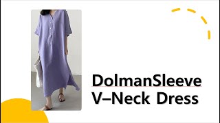 2308263991Dolman Sleeve V Neck DressPattern돌먼소매 V 넥 원피스패턴 [upl. by Alecia302]