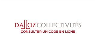 TUTO Dalloz Collectivités – Consulter un code en ligne [upl. by Euseibbob]