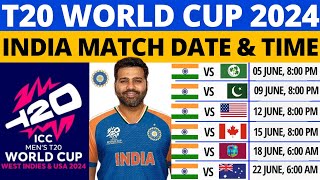 T20 World Cup 2024 India Schedule  India Match Schedule T20 World Cup 2024  T20 WC 2024 Schedule [upl. by Tiga489]