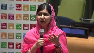 Malala Yousafzai UN Messenger of Peace conversation about girls education [upl. by Akcire461]