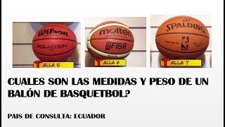 Cuales son las medidas de un balón de Basquetbol [upl. by Veejar]