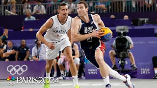 Serbia defeats USA Jimmer Fredette as gold medal favorites meet in pool play  Paris Olympics [upl. by Yna]