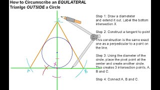 Constructing EQUILATERAL Triangle OUTSIDE Circle [upl. by Higley]