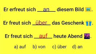 Verben mit Präpositionen  aus Freude auf über an sich freuen über erfreuen führen zu sprechen v [upl. by Naneek]