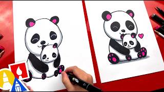 How To Draw Mom And Baby Panda [upl. by Salvucci]