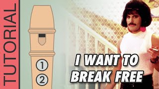 I Want to Break Free Queen  Recorder Flute Tutorial [upl. by Moscow]