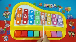 How to play Happy Birthday song piano Xylophone tutorial easy with notes keys and numbers [upl. by Nilats]