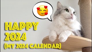 A cats diary Happy 2024 My 2024 Calendar 😊 [upl. by Tyler]