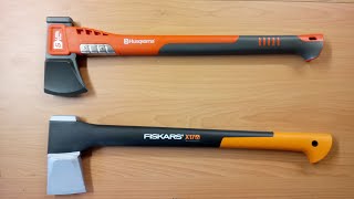 Sharpness test  Fiskars Axe X17 and Husqvarna Axe [upl. by Trixy]