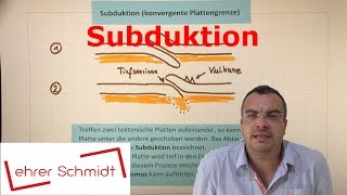 Subduktion  konvergente Plattengrenze  Erdkunde  Plattentektonik  Lehrerschmidt [upl. by Aiam721]