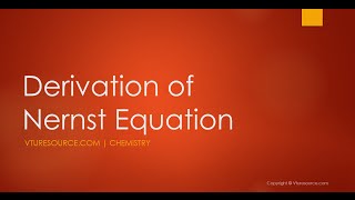 Derivation of Nernst Equation [upl. by Sana]