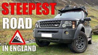 STEEPEST ROAD IN ENGLAND in a LAND ROVER DISCOVERY 3  Hardknott Pass  Wrynose Pass  RAW FOOTAGE [upl. by Delmore]