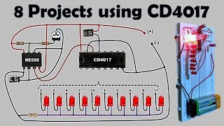 CD4017 IC Projects  LED Chaser Circuit Diagram [upl. by Ennayelhsa]