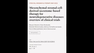 Mesenchymal stromal cellderived secretomebased therapy for neurodegenerative diseas  RTCLTV [upl. by Kentiggerma]