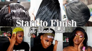 How to make the PERFECT JET BLACK bob wig  start to finish  Laurasia Andrea [upl. by Dlarej245]