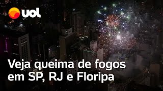 Réveillon 2024 Veja imagens aéreas da queima de fogos em São Paulo Rio de Janeiro e Florianópolis [upl. by Dnalhsa]