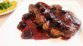 Cherry Pork Chops  Sweet and Sour Cherry Sauce  Easyvideo [upl. by Amero]