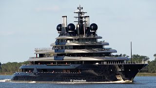 LUMiNANCE yacht  amazing ship horn of brand new superyacht vs awesome LURSSEN shipyard horn  4K [upl. by Neysa]