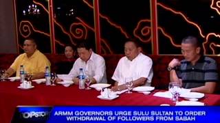 ARMM governors urge Sulu Sultan to order withdrawal of followers from Sabah [upl. by Yak566]