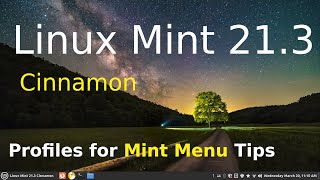 Linux Mint 213  Cinnamon  Mint Menu Custom Profiles [upl. by Ralfston]