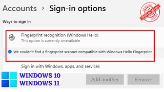 Windows hello fingerprint This option is currently unavailable [upl. by Martynne]