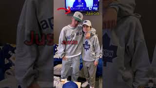 Justin Bieber and Jaxon Bieber at Toronto Maple Leafs game Scotiabank Arena [upl. by Ayaj]