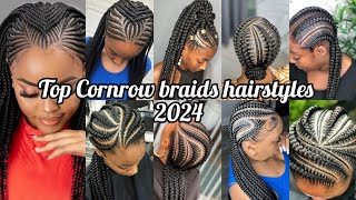 Top 50 Cornrow braids hairstyles for black ladies  Cornrow hairstyles Cornrows styles 2024 [upl. by Tyne]