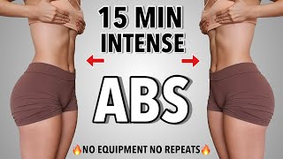 15 MIN INTENSE AB WORKOUT  TOTALS ABSCORE  No Equipment No Repeats [upl. by Tolland]