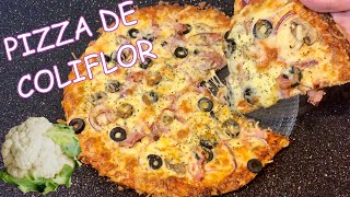 PIZZA DE COLIFLOR CRUJIENTE 🍕🍕PIZZA PARA BAJAR DE PESO ketorecipes keto pizzalover [upl. by Enicar]