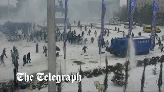 Kazakh police release footage of violent clashes with protesters [upl. by Sadie498]