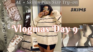 VLOGMAS DAY 9  AE  Skims Plus size Tryon Black Friday Finds🧦👚👗😎 [upl. by Haronid]