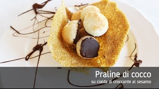 Praline di cocco su cialda di croccante al sesamo [upl. by Helban]