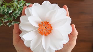 カラーコピー用紙で作る丸くて大きな花の作り方  DIY How to Make Large Size Paper Flower [upl. by Latnahc]