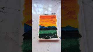 Easy gouache painting tutorial viral shortshortvideo  sunset moon light art  beautiful [upl. by Cowen]