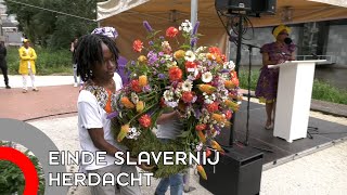 Einde slavernij herdacht met zang bloemen en een ‘plengoffer’ [upl. by Akitahs]