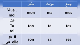 شرح استعمال ضمائر الملكية بطريقة مبسطة  les adjectifs possessifs [upl. by Guglielma]