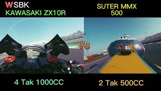 2 Tak VS 4 Tak WSBK Kawasaki ZX10R VS Suter MMX 500 [upl. by Wendin]