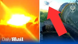 Ukraine soldier destroys a speeding Russian tank with a Javelin missile [upl. by Guillermo]