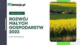 Dotacja na Rozwój Małych Gospodarstw 2023  Dowiedz się co musisz zrobić by otrzymać 120 tys zł [upl. by Lassiter]