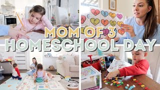 FULL HOMESCHOOL DAY IN THE LIFE PRESCHOOL  KINDERGARTEN  MOM OF THREE  KAYLA BUELL [upl. by Lednem]