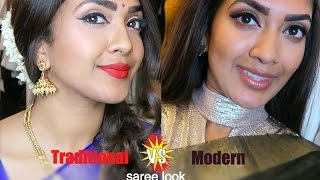 Traditional vs Modern Saree Look  Vithya Hair and Make Up Artist [upl. by Domini679]