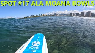 Surfing Ala Moana Bowls On Da 8ft Foamie Spot 17  Oahu Hawaii [upl. by Aihsenrad]