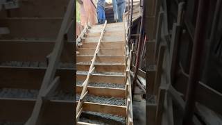 Pouring stairs with WET CONCRETE construction concretework concretesteps [upl. by Malliw24]