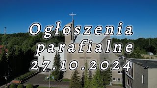 Ogłoszenia 27 października 2024 r [upl. by Adallard]