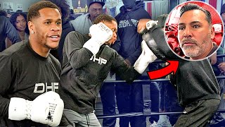 Devin Haney workout TAUNT to Oscar De La Hoya at media day for Ryan Garcia [upl. by Adel]