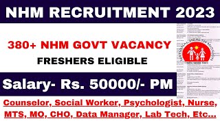 NHM Vacancy 2023  FRESHERS ELIGIBLE  NHM Recruitment 2023  SALARY 50000  NRHM Vacancy for all [upl. by Lleze454]