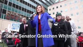 State Senator Gretchen Whitmer at the Right To Work Protest at the Capitol in Lansing [upl. by Alleda]