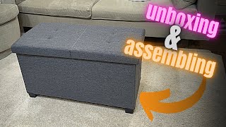 Unboxing amp Assembling the Storage Ottoman Bench with Storage Bins [upl. by Ocirne]