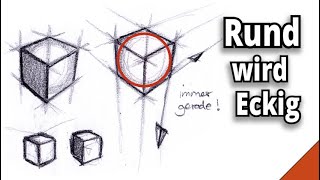 Würfel perspektivisch zeichnen  Wie aus einem KREIS ein Würfel wird  Perspektive 01 [upl. by Joliet]